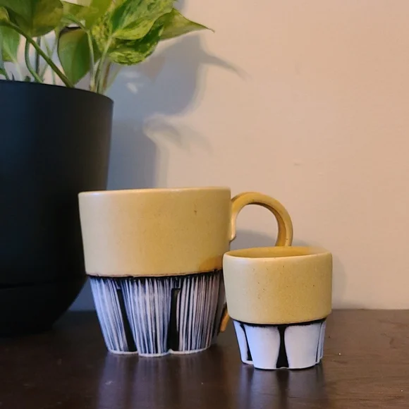 Handmade Coleman Coffee mug with espresso cup ceramic pottery - Picture 1 of 4